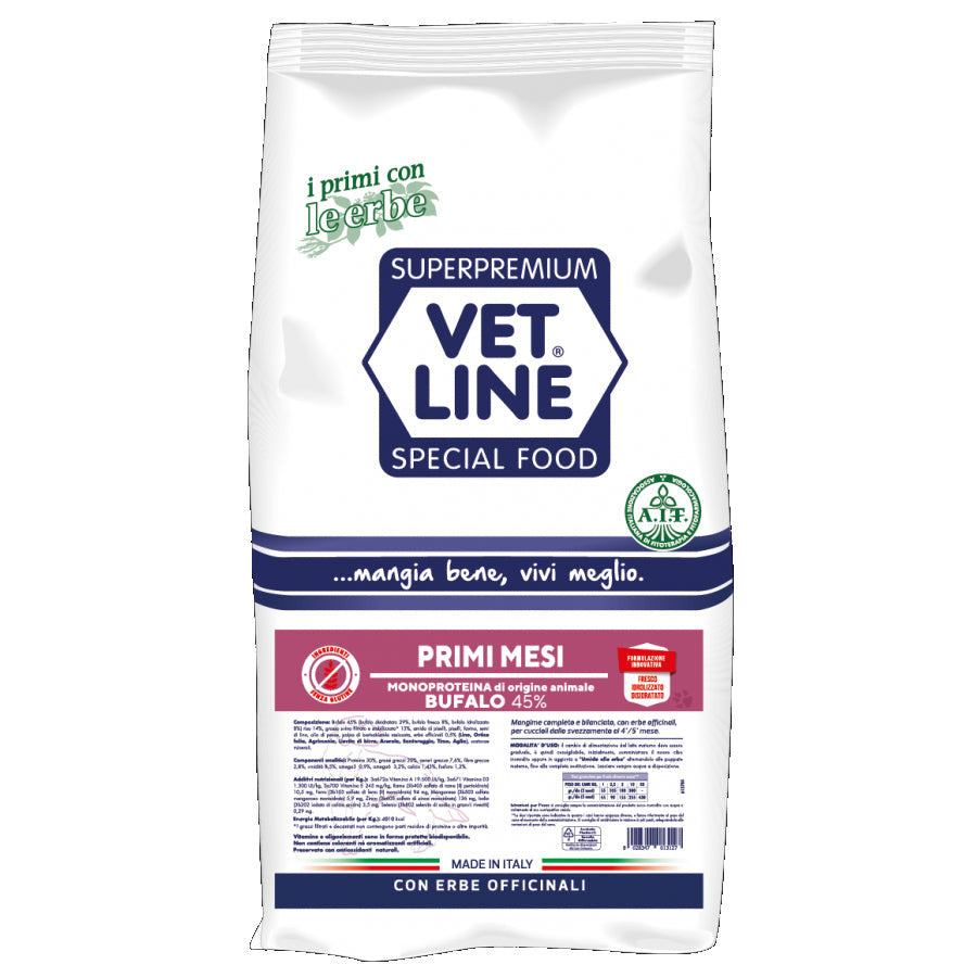 Vet Line Crocchette Cane Primi Mesi - Bufalo 12,5 Kg Vet Line Crocchette Cane Primi Mesi - Bufalo 12,5 Kg